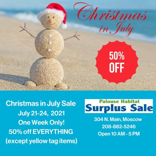 Christmas in July at the Surplus Sale is July 21-24, 2021
