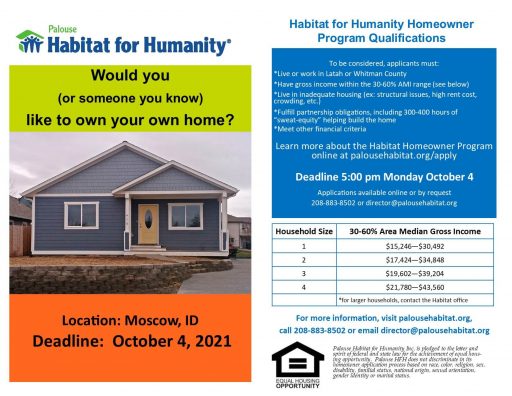 Apply by October 4, 2021 for consideration for the 2022 PHFH Home Build.