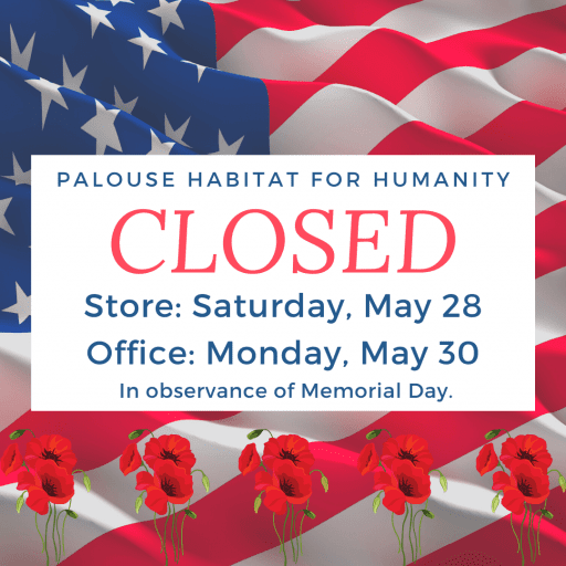 The PHFH Office and Surplus Store will be closed for Memorial Day