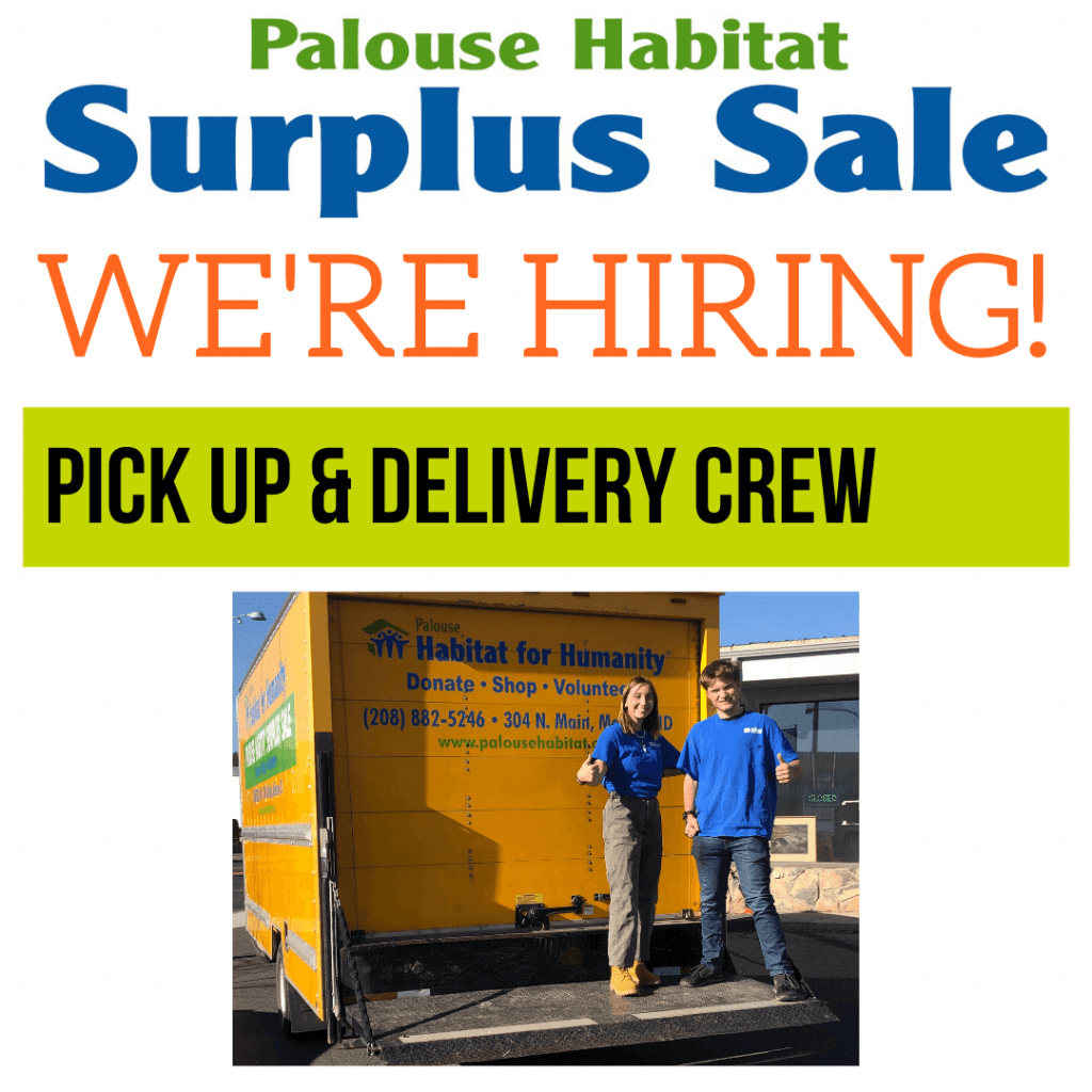 The PHFH Surplus Store is hiring pick-up and delivery crew members.