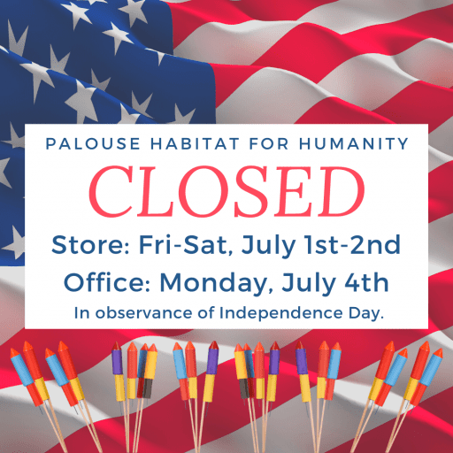 The PHFH Office and Surplus Store will be closed for Independence Day Weekend.