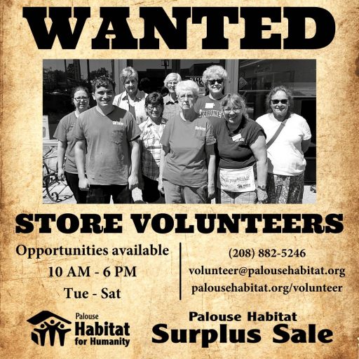 Wanted: Palouse Habitat Surplus Store Volunteers.